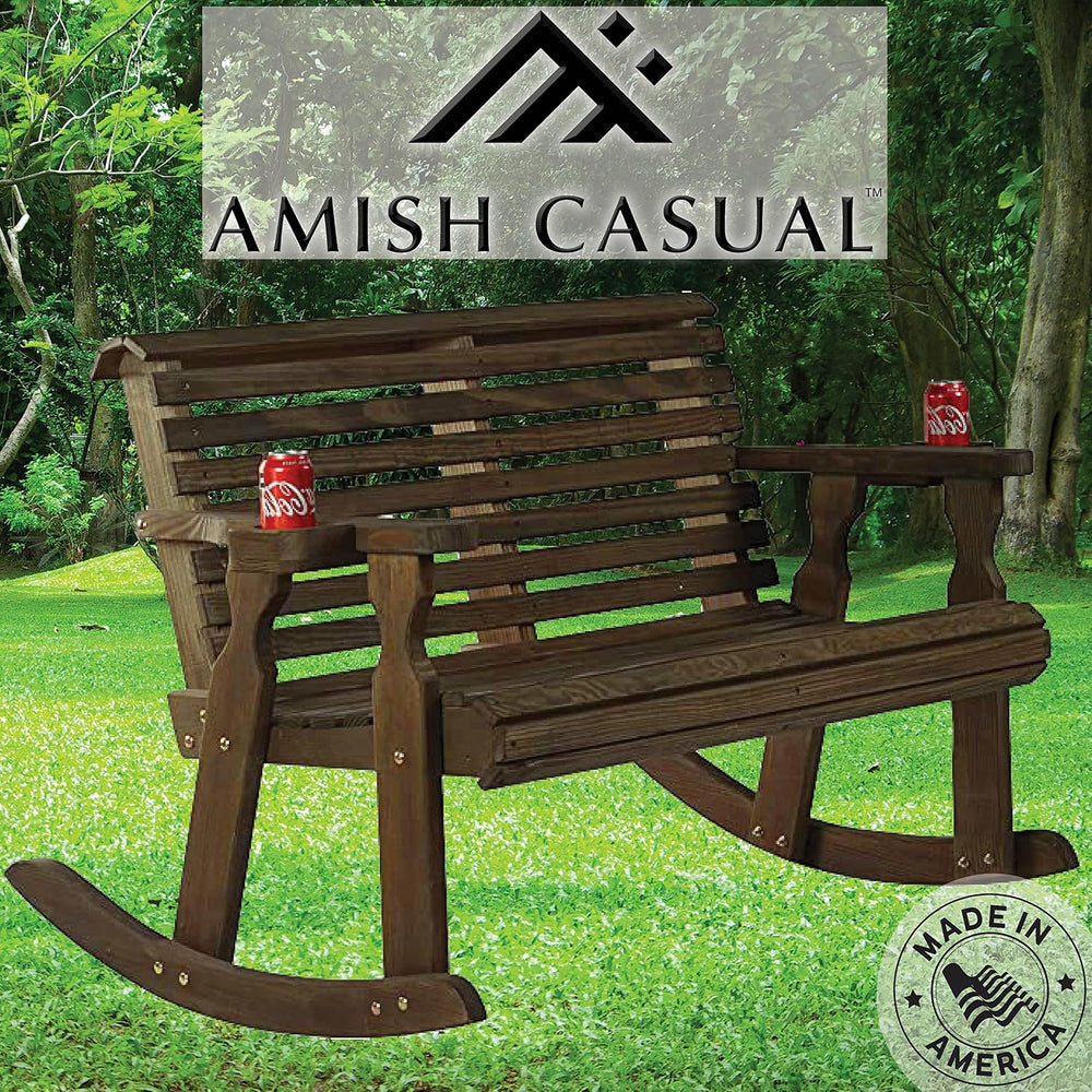 Amish Casual Heavy Duty 800 Lb Roll Back Pressure Treated Double Rocker with ...