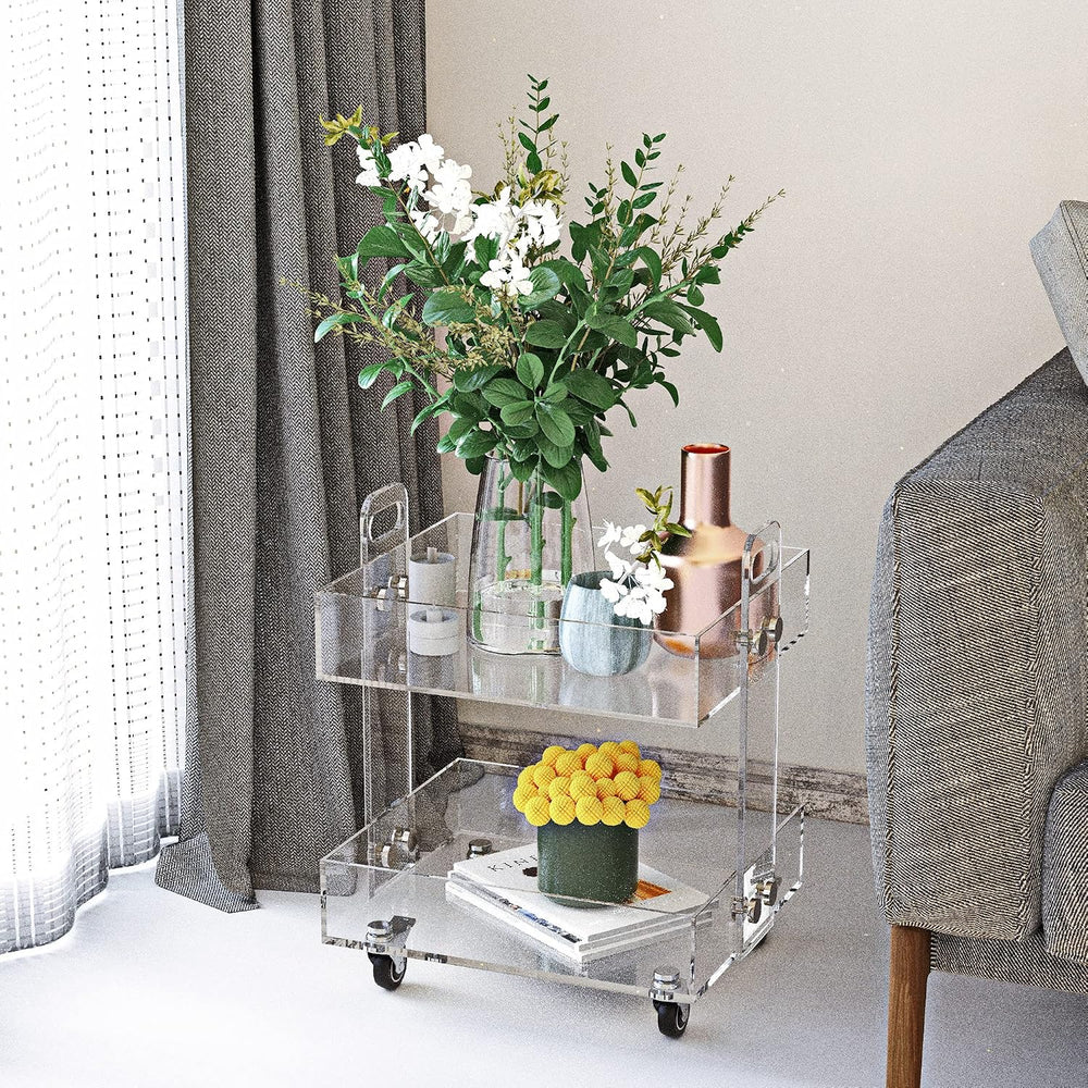 ONELUX (Flat Packed) Original Acrylic Side Table,Clear Table with Wheels,Acry...