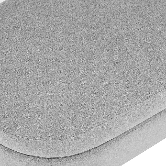 Ottoman Oval Storage Bench with Rubber Wood Legs,Linen Fabric Storage Footstool,for Bedroom, Entryway, Living Room, Grey(43.5"x16"x16")