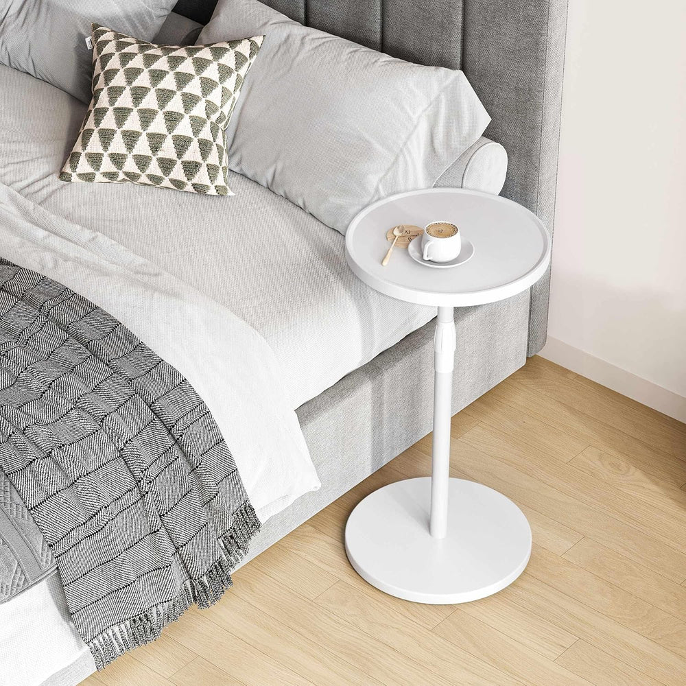 Adjustable Round Side Table, Small End Table, Pedestal Drink Table for Small ...
