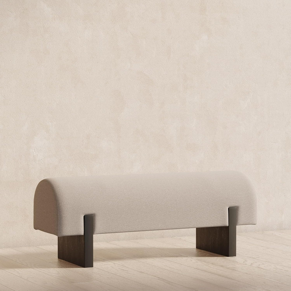 Maven Lane Juno Modern Wooden Upholstered Bench, Padded Seat for Kitchin Dini...