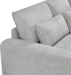 129.9 Inch Modern Oversized L-Shape Feather Filled Sectional Sofa with Ottoman, 5-Seater Modular Convertible Couch w/Reversible Chaise and 4 Pillows for Living Room, Apartment, Light Gray
