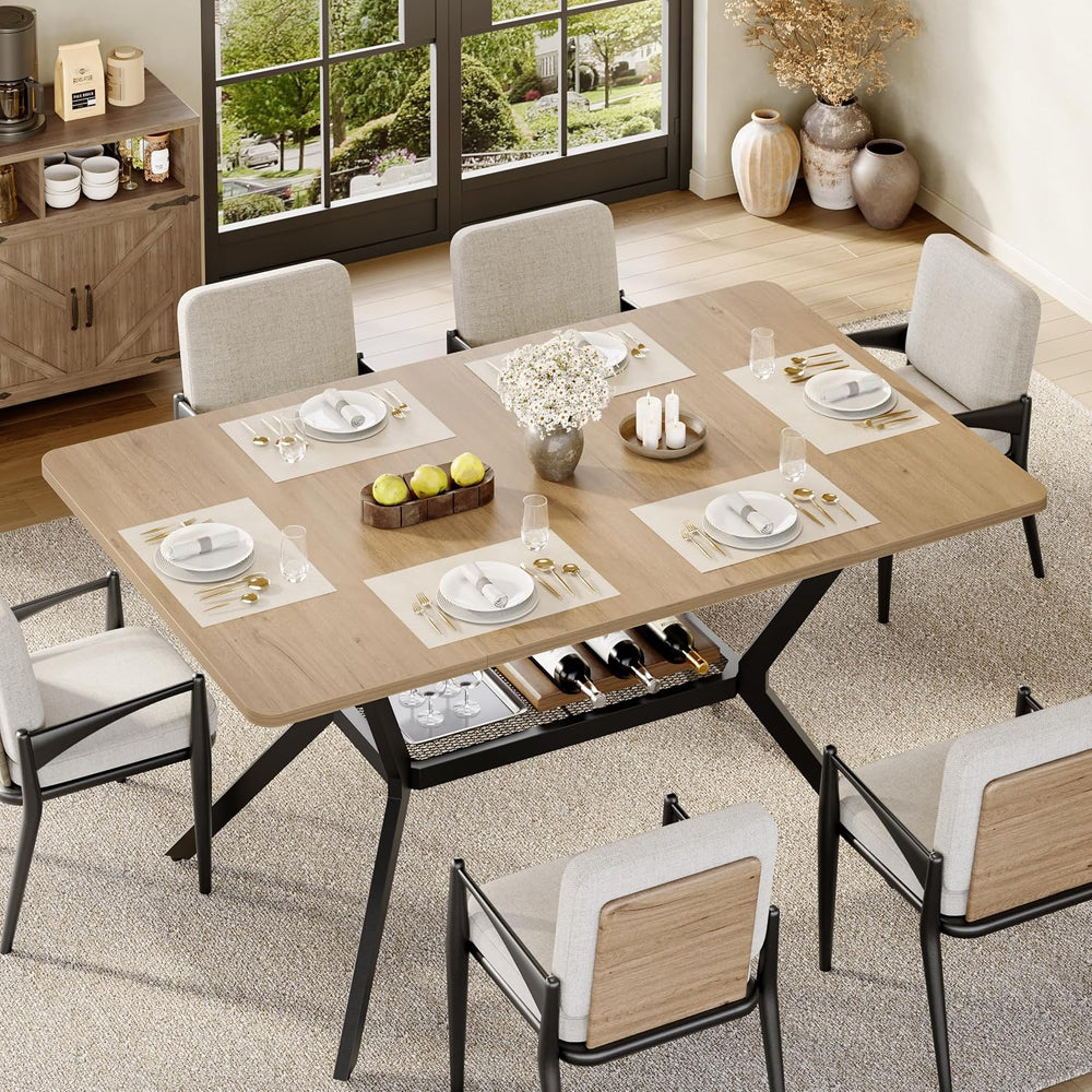 MECHYIN 55" Dining Table for 4-6, Industrial Kitchen Table with Spacious...