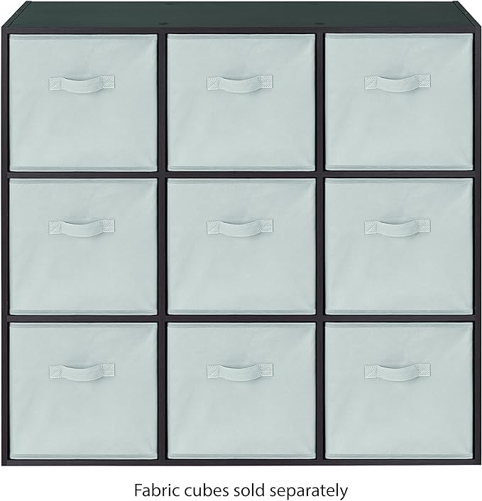 Whitmor 9 Cube Bookcase, 3 Tier Stackable MDF Bookself, Open Storage Display Organizer, Storage Cabinet for Living Room, Bedroom, Home, Office, 35.1" L x 11.7" W x 35.88" H, Black