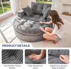 MAXYOYO L Shape Sectional Sofa Couch and Round Chaise Lounge, Modern Cloud Couch with Ottoman, Comfy Sofa with Layered Cushion, Tufted Upholstered Sleeper Chair for Living Room, No Assembly Required