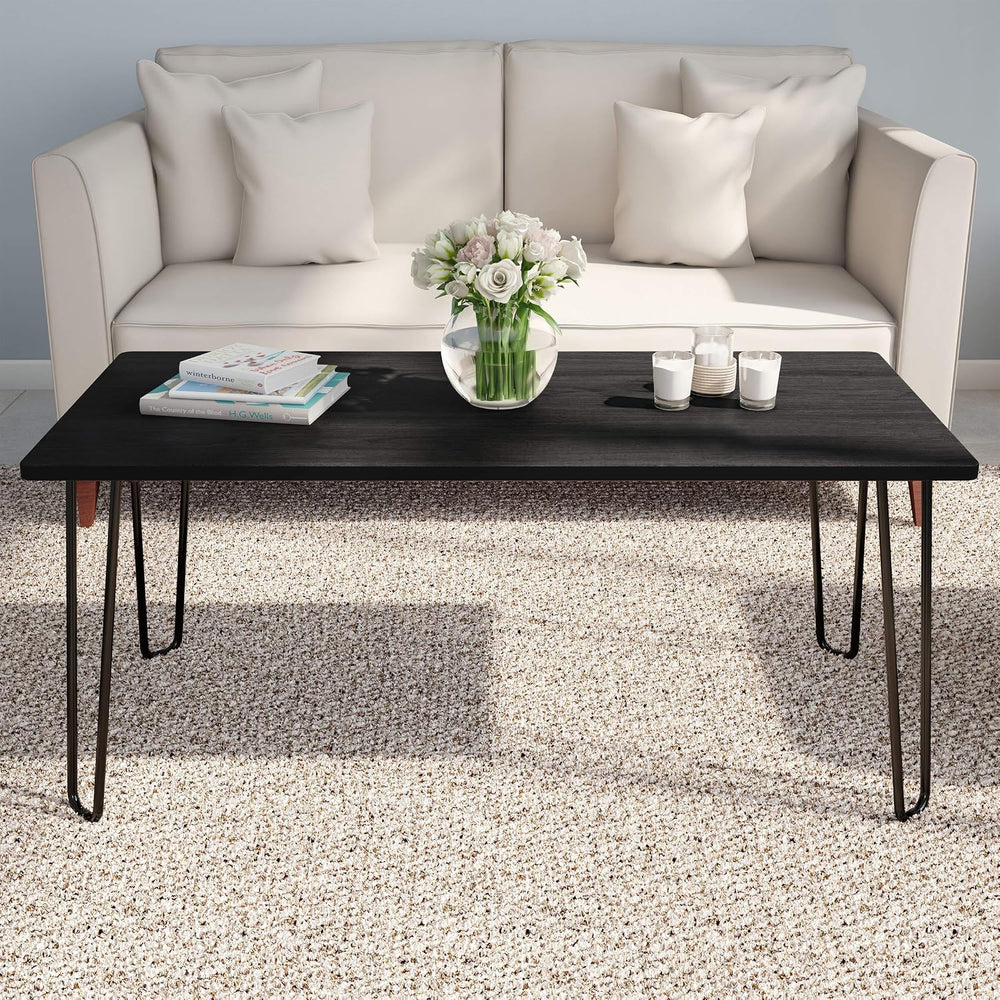 Lavish Home Small Space Coffee Table with Hairpin Legs – Minimalist Industria...