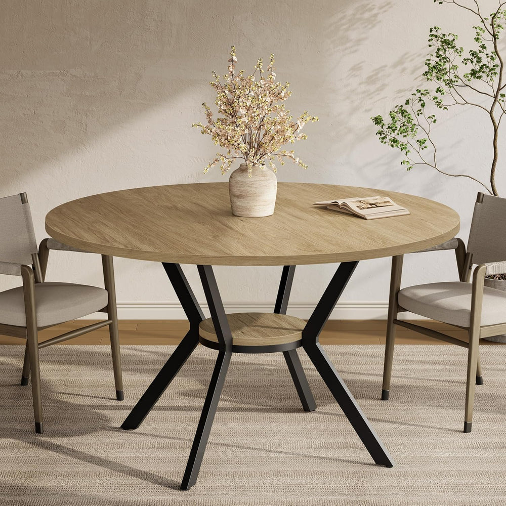 MECHYIN 42'' Round Dining Table for 2–4, Farmhouse Round Kitchen Tabl...