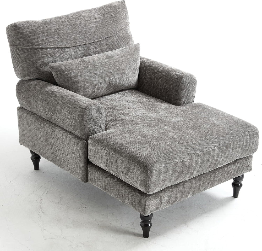 KEIKI Chaise Lounge Chair Indoor, Modern Leisure Sleeper Sofa Chair w/Double ...