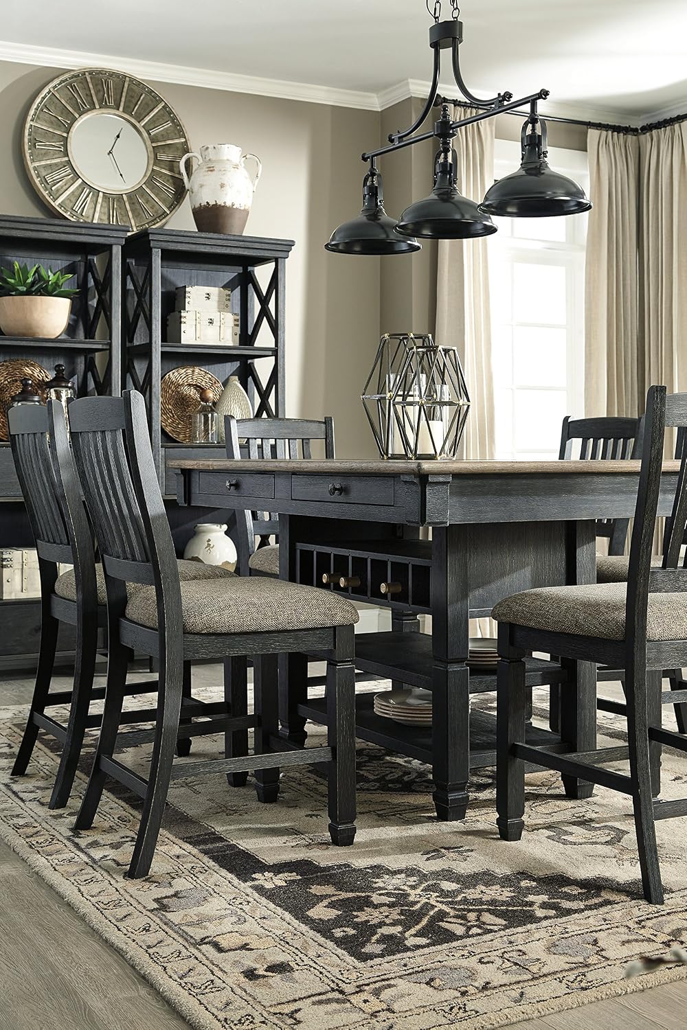 Signature Design by Ashley Counter Height Table with Storage, Farmhouse