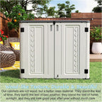 Horizontal Outdoor Storage Shed, 34 Cu.ft Outdoor Storage Cabinet Waterproof for Garden/Backyard/Home/Pool, Lockable (Off White)