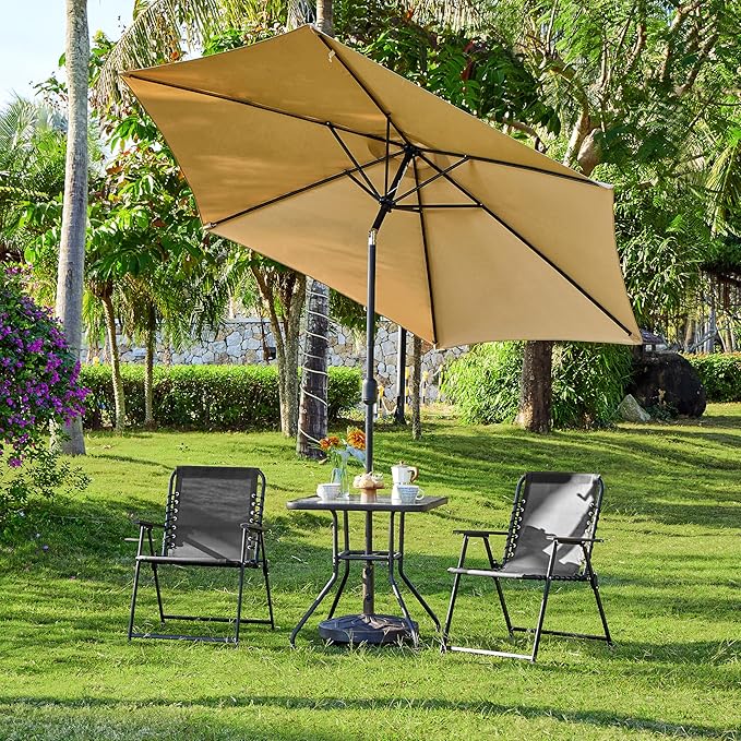 Yaheetech Patio Dining Chairs Set of 2 with Armrests and Backrests, Outdoor Texteline Folding Chairs All Weather for Garden, Lawn, Porch and Backyard, Dark Gray