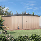 AECOJOY 12' x 14' Shed Outdoor Metal Storage, Large Storage Sheds & Outdoor Storage Clearance 14' x 12', Large Steel Yard Shed, Tool Storage for Garden, Backyard, Patio, Outside use in Grey