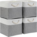 Mangata Fabric Storage Basket, Canvas Cube Storage Boxes 11.8 x 11.8 inch for Cupboards, Shelves, Closet, Grey Whiteï¼ˆ30x30x30cm, 4 Packï¼‰