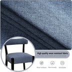 Modern Dining Chairs Set of 6, Upholstered Kitchen & Dining Room Chairs, Mid Century Modern Wooden Dining Chairs Oversized Sturdy Fabric Rounded Chairs Curved Back, Blue