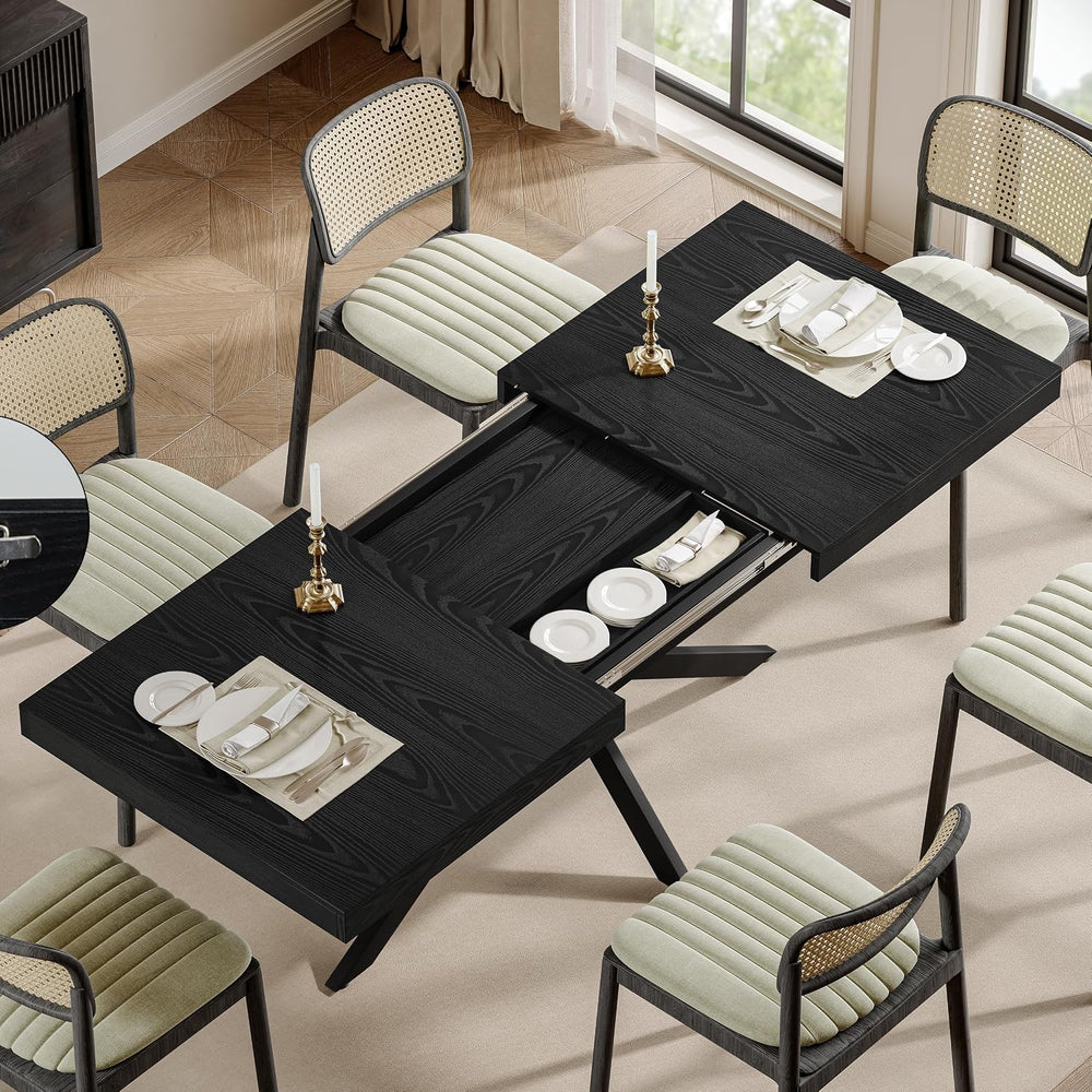 Extendable Dining Room Table for 4 6 8,55"-70" Kitchen Table Leaf,B...