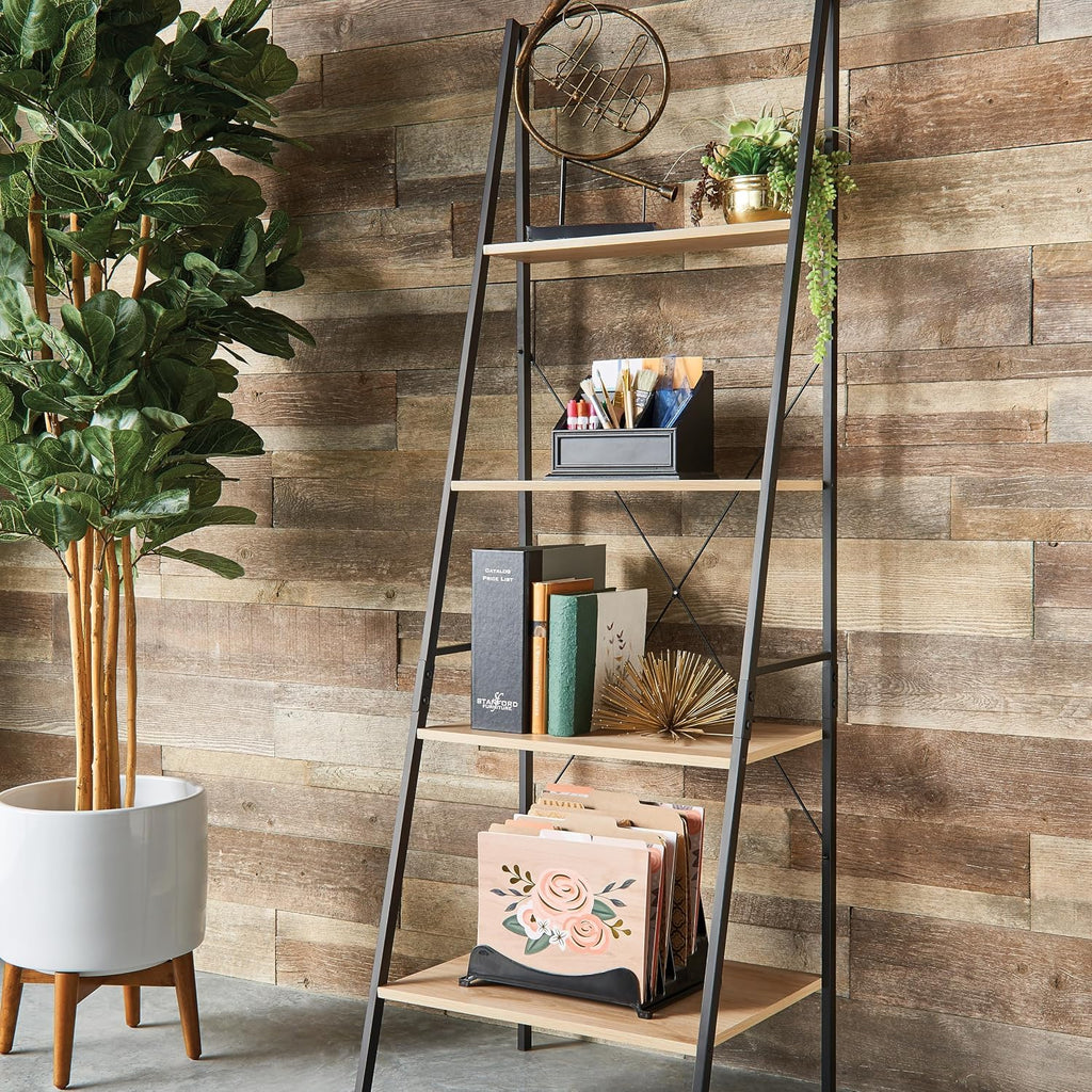 ClosetMaid 1312 4-Tier Wood Ladder Shelf Bookcase, Natural