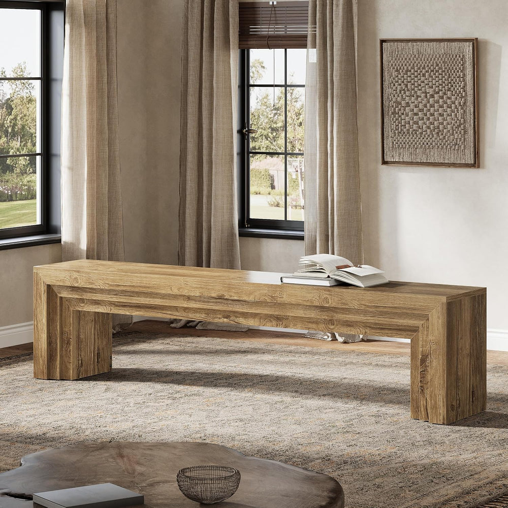 Tribesigns 71" Extra Long Entryway Bench, Modern Farmhouse Shoe Bench Wo...