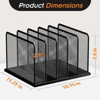 Kuntine.B Desk File Organizer 5 Sections Upright Mesh Desktop Organizer File Sorter Office Organization File Holder for Home, Office & Classroom