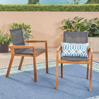 Merax Mesh Seating Solid Wood Dining Chairs Set of 2, French Country Style Accent Side Seating Furniture for Kitchen, Living Room, Textile Back,Teak