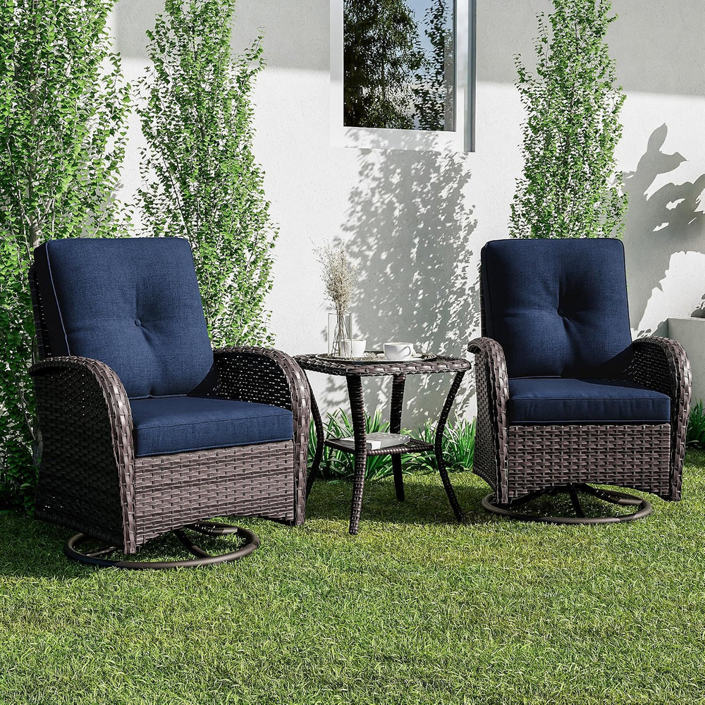 Joyside Patio Swivel Rocker Wicker Chairs - Outdoor Swivel Rocking Chairs Set...
