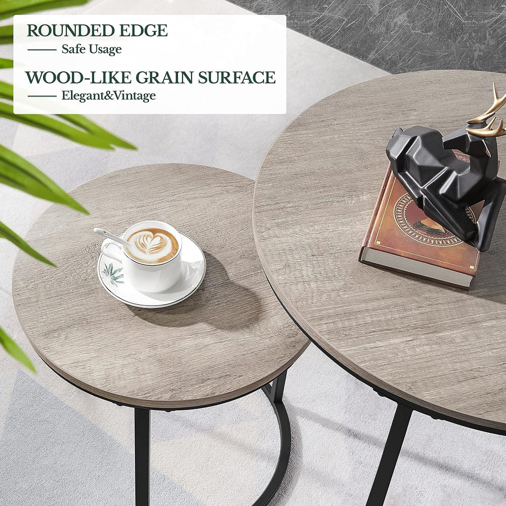 Topeakmart Nesting Side Tables Set of 2, Modern Round End Tables, Gray | Nest...