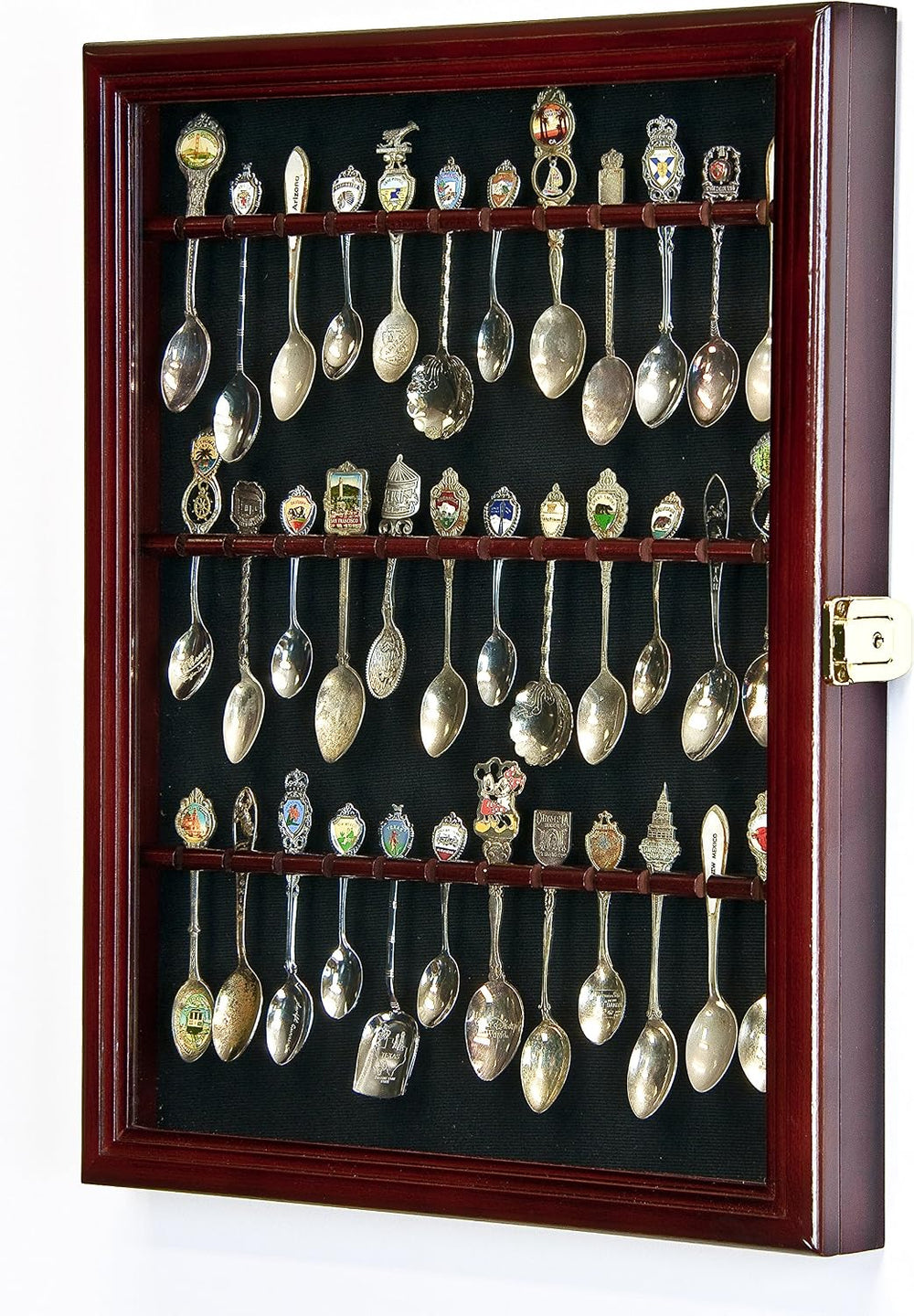 36 Spoon Display Case Wall Rack Cabinet Holder Box 98% UV - Lockable