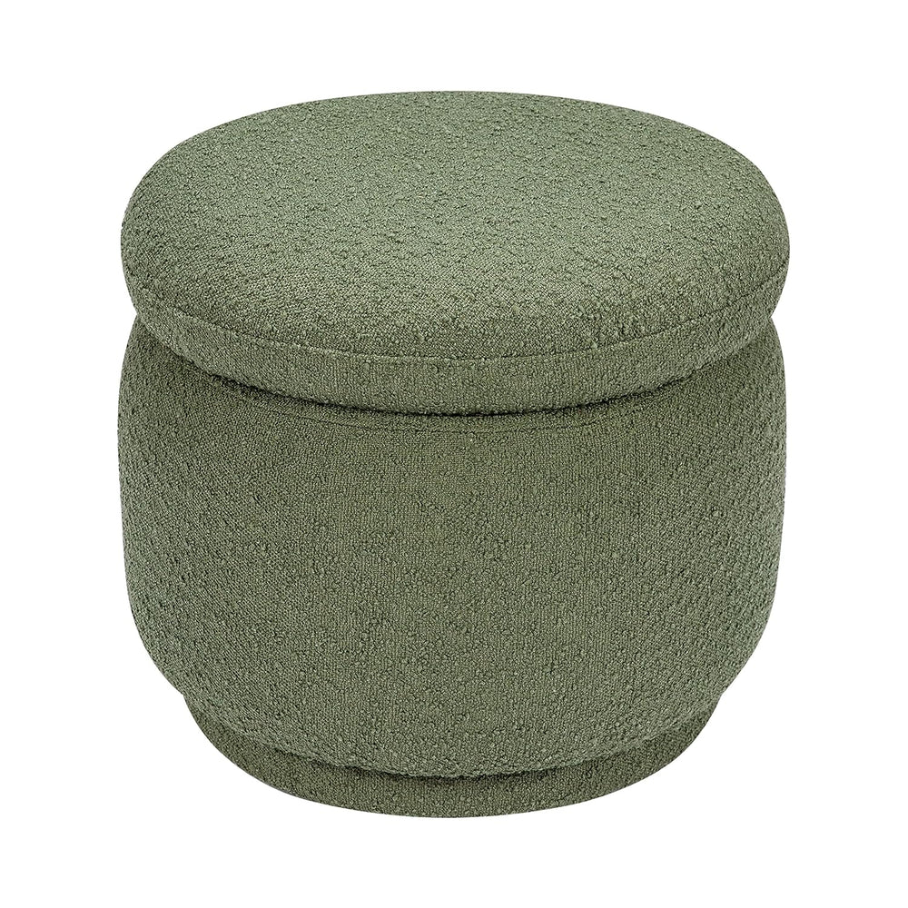 Enoki Storage Ottoman in Olive Boucle, Greenguard Gold Certified
