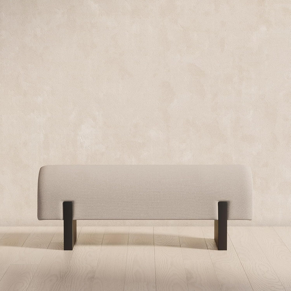 Maven Lane Juno Modern Wooden Upholstered Bench, Padded Seat for Kitchin Dini...