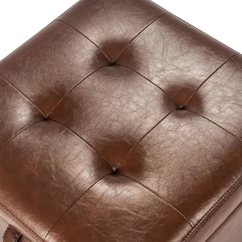 Asense 17 Inch Storage Ottoman Foot Rest,Square Faux Leather Foot Stool,Small...