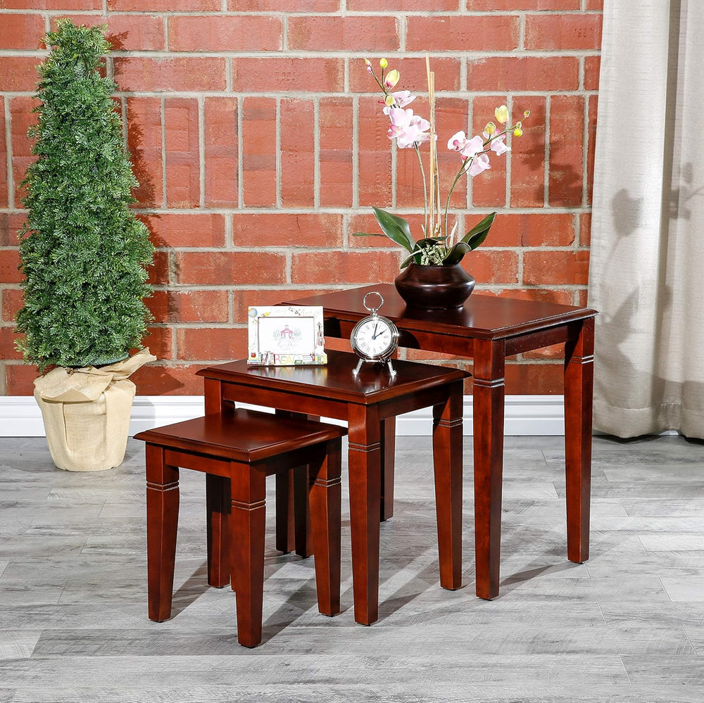 DTY Indoor Living 3-Piece Nesting Tables - Wooden Table Set of 3 for Living R...