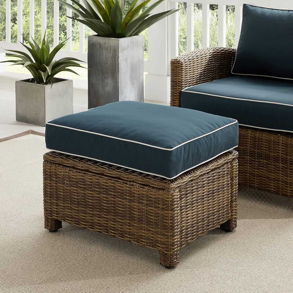 Crosley Furniture Bradenton Wicker Outdoor Ottoman Foot Rest for Patio, Deck,...