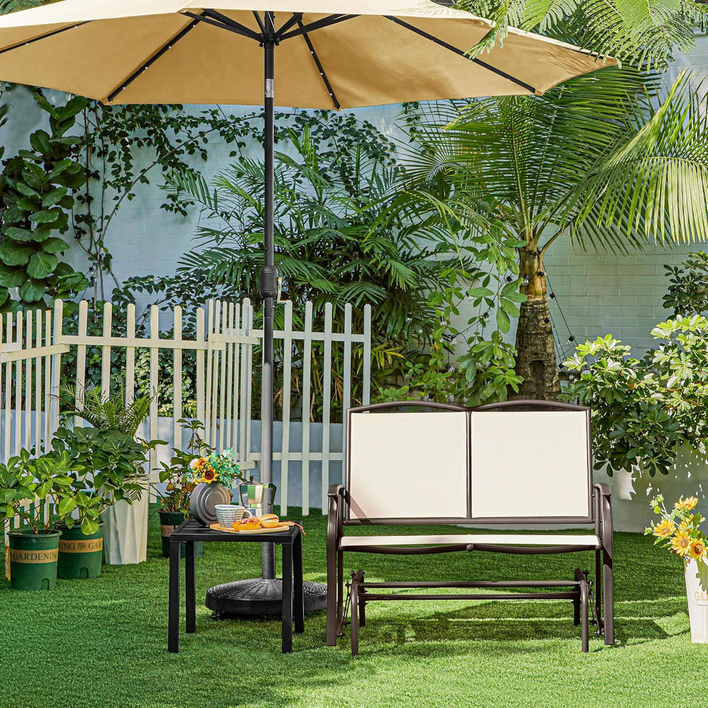 Yaheetech Glider Bench for Outside Patio 2-Person Outdoor Loveseat,Beige | Fr...