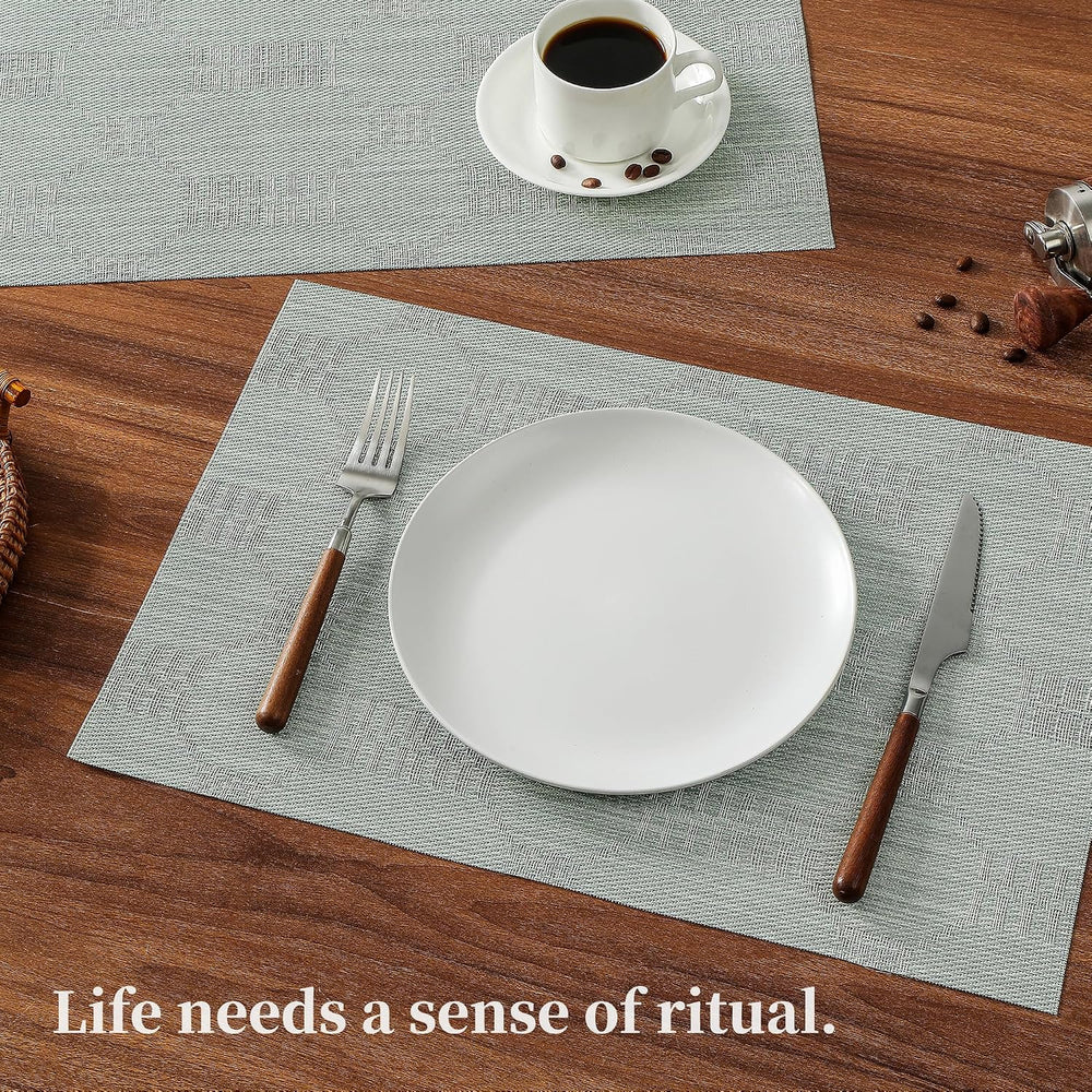 Mint Cream Placemats Set of 12 - Heat Resistant Non-Slip Place mats for Dinin...