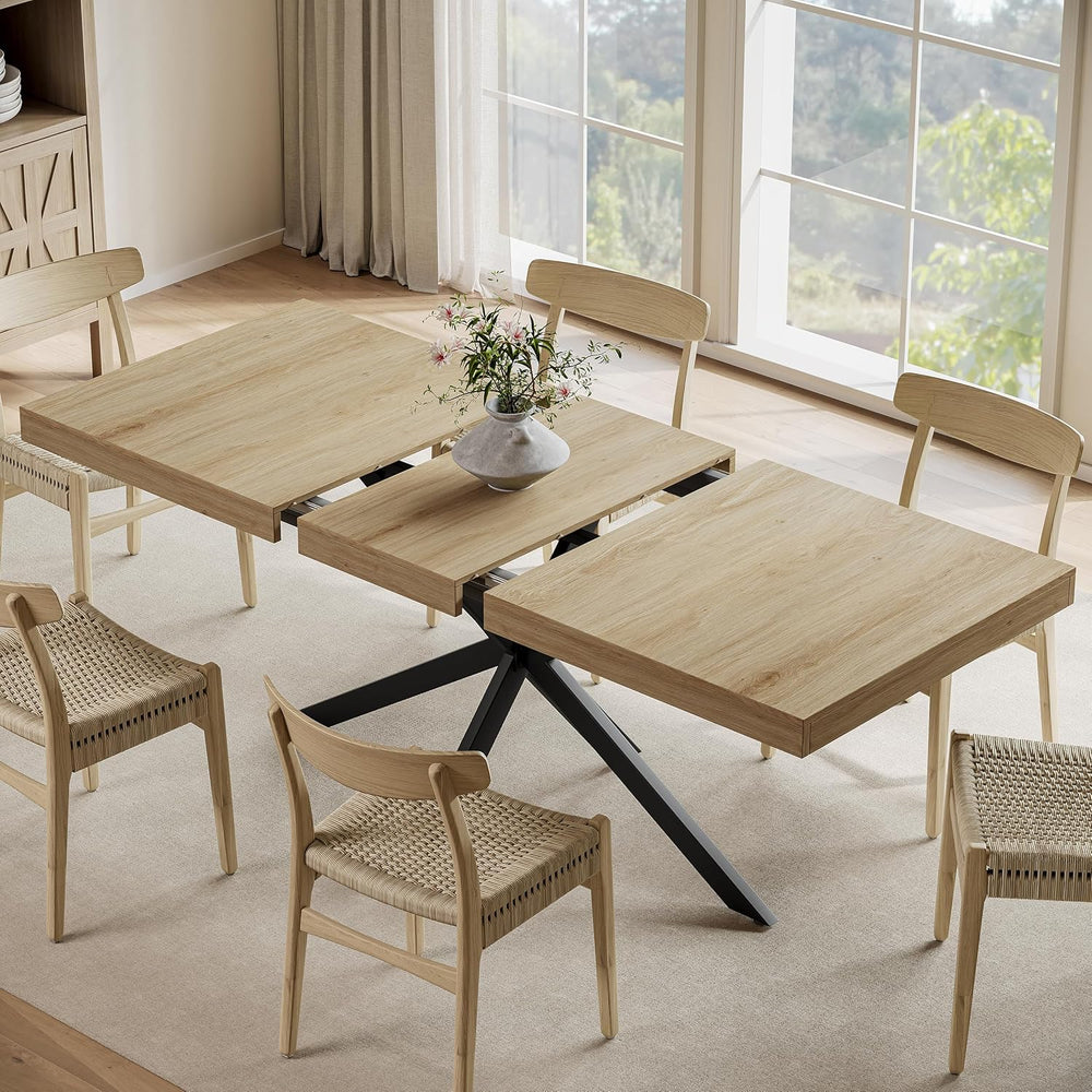Extendable Dining Room Table for 4 6 8, 55"-71" Long Rectangle Kitc...