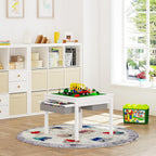 UTEX 2 in 1 Kids Construction Play Table with Storage Drawers and Built in Plate (White)