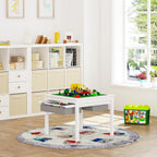 UTEX 2 in 1 Kids Construction Play Table with Drawers Built-in Baseplate | Wooden Kids Building & Activity Table with Storage, Water-based Paint Finish, Compatible with Lego and Duplo Bricks
