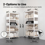 House White 32" W 5 Tier Rolling Pegboard Storage Cart Wheels | Rolling utility cart with lockable wheels and pegboards for kitchen, laundry, pantry and garage storage