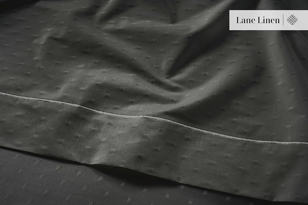 LANE LINEN Pillow Case Covers King, Set of 2, 100% Egyptian Cotton Sateen, Soft Cool & Smooth 1000 Thread Count Pillow Cases - Swiss Dot - Charcoal