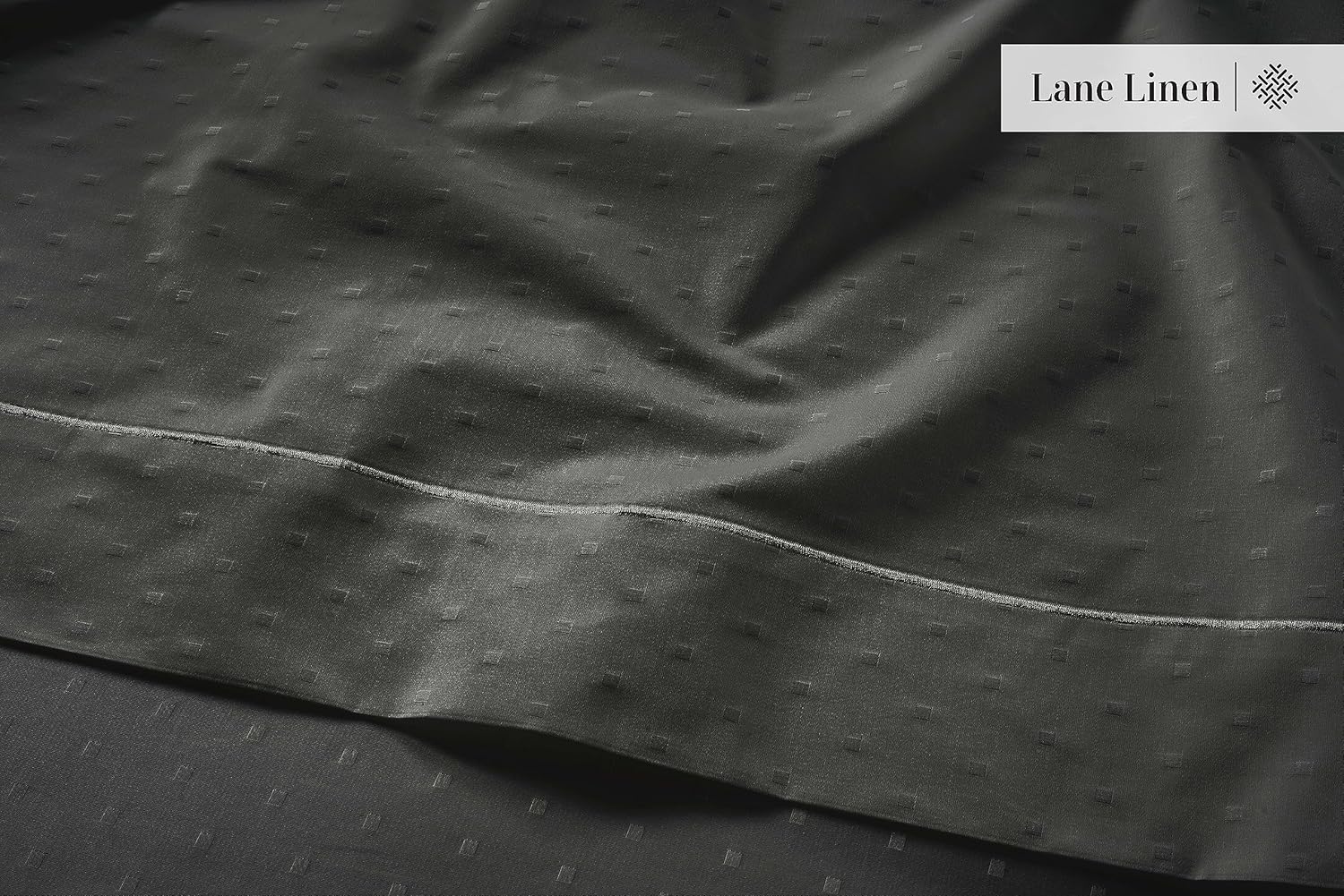 LANE LINEN Pillow Case Covers King, Set of 2, 100% Egyptian Cotton Sateen, Soft Cool & Smooth 1000 Thread Count Pillow Cases - Swiss Dot - Charcoal