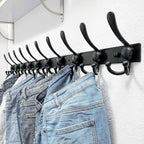 Dseap MaxStrong 2.0 Coat Rack Wall - 37” Long 10 Tri Hooks - Ultra Heavy-Duty Stainless Steel Wall Mount Coat Hanger, Hook Rail for Clothes Hats Jacket Towels Black