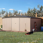 AECOJOY 12' x 14' Shed Outdoor Metal Storage, Large Storage Sheds & Outdoor Storage Clearance 14' x 12', Large Steel Yard Shed, Tool Storage for Garden, Backyard, Patio, Outside use in Grey