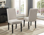 Roundhill Furniture Biony Tan Fabric Dining Chairs with Nailhead Trim, Set of 2, Brown, Tan