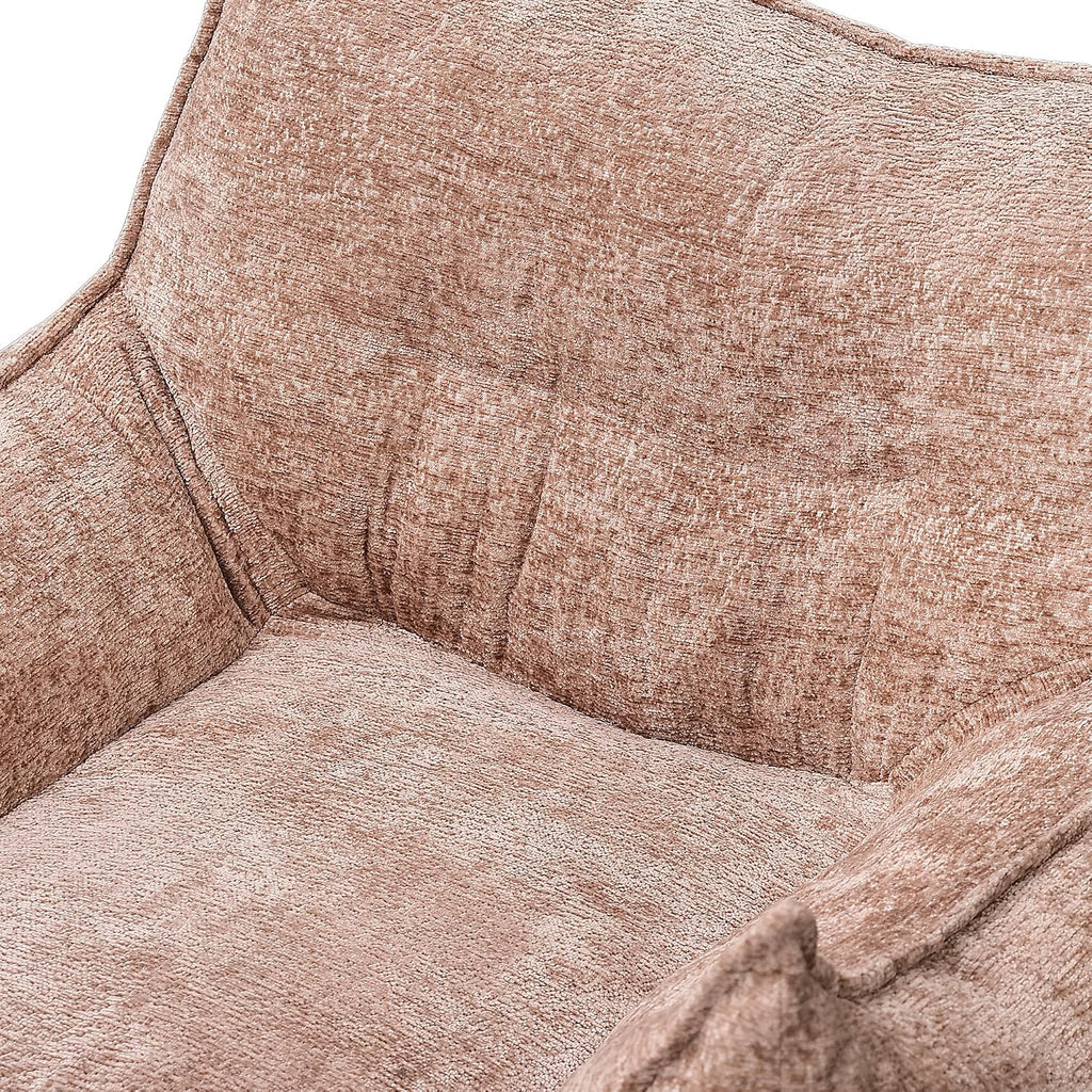 Bean Bag Chairs for Adults, Boneless Chair with Pillow for Bedroom, Khaki | Soft Foam Filled Floor Chair for Living Room, Bedroom, Lazy Sofa, Vacuum Packed Easy to Gift, 48H to Expand