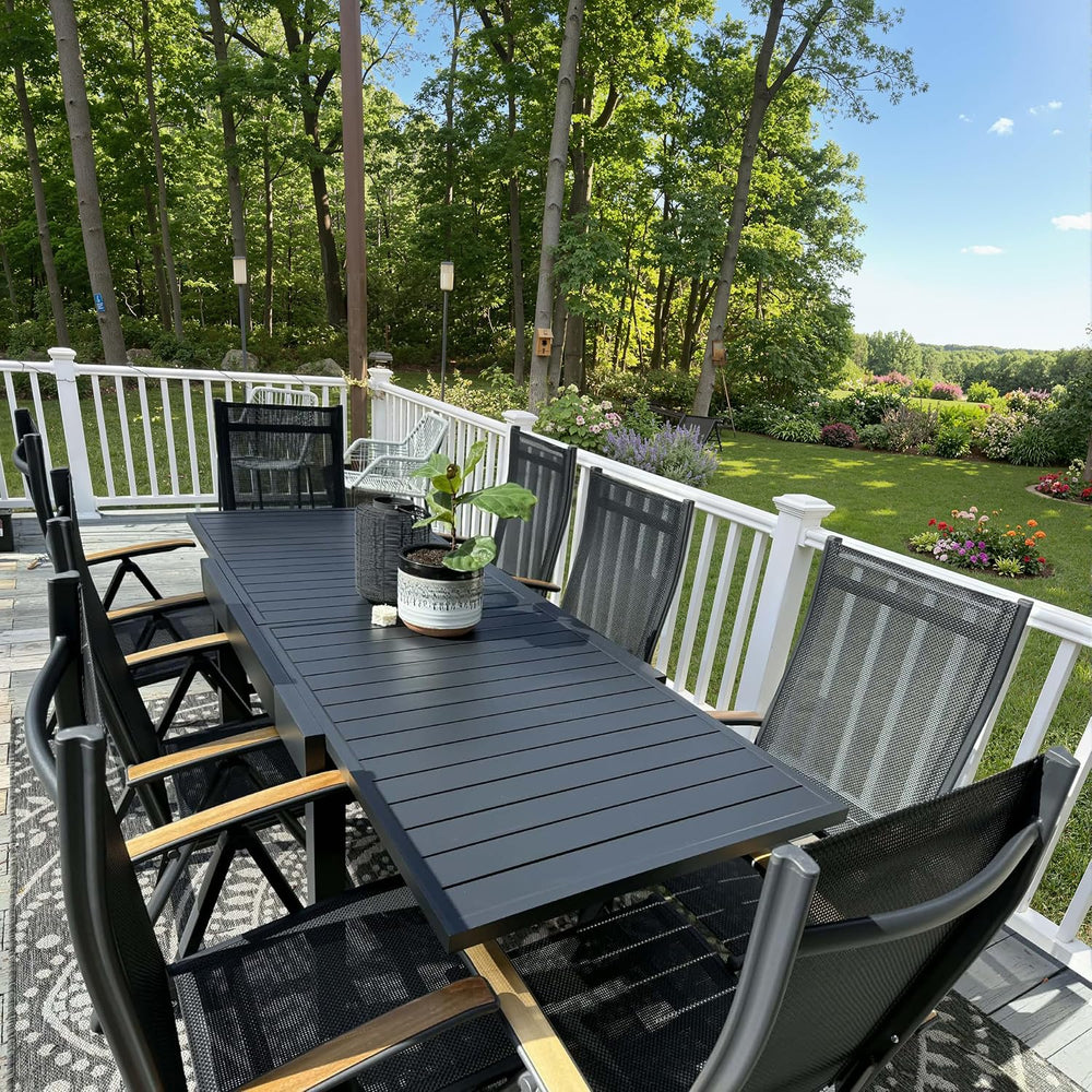 Pellebant 9 Piece Outdoor Dining Set for 8, Aluminum Table & Foldable Chair