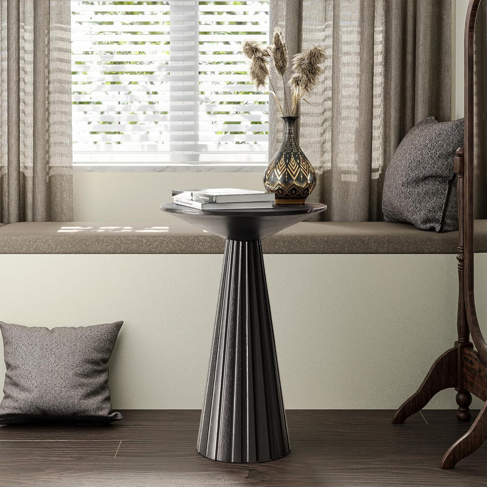 COZAYH Rustic Pedestal End Table, Farmhouse Round Martini Table Wood Plant St...