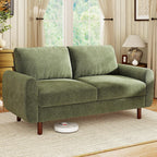 68" Loveseat Sofa, Comfy Chenille Fabric Couches for Living Room with Spring Cushion and Solid Wood Frame, Modern Deep Seat Couch for Bedroom, Apartment, Office, Easy Assembly,Green