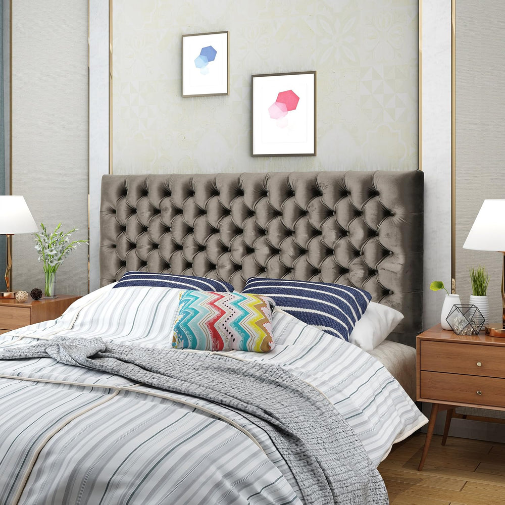 Christopher Knight Home Jezebel Velvet Headboard, Queen / Full, Grey / Black ...