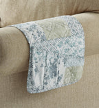 Brilliant Sunshine Multi Blue and Beige Floral Patchwork Couch Armrest 5 Pockets Organizer, Slip Resistant Armchair Caddy, Washable Remote Controls Holder, Storage for Magazine, iPad, 35×13", Blue