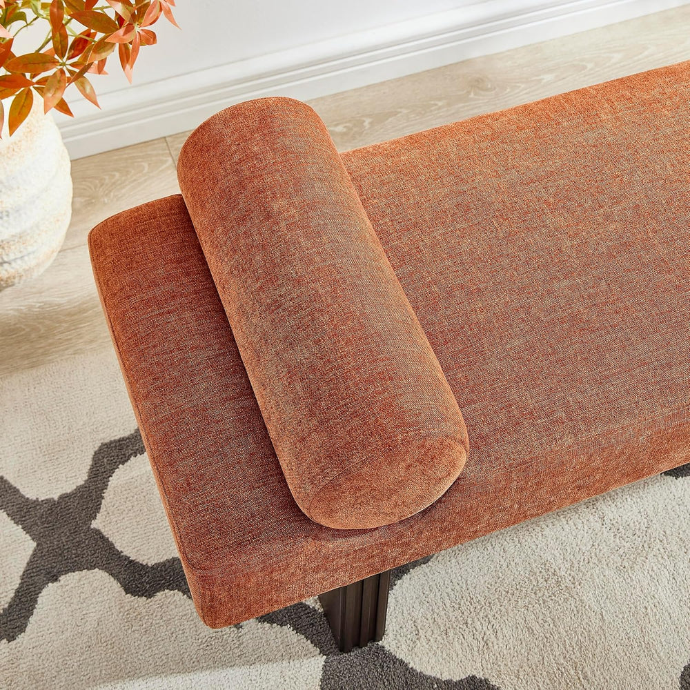 Roundhill Furniture Brooke Contemporary Upholstered Bench, Orange