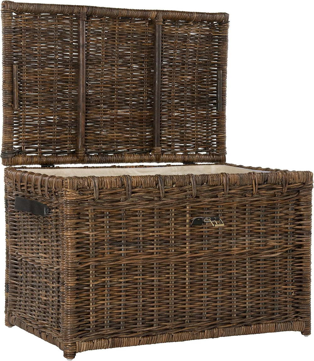 happimess Michael Wicker Storage Trunk Collapsible Chest 35.5", Brown | ...
